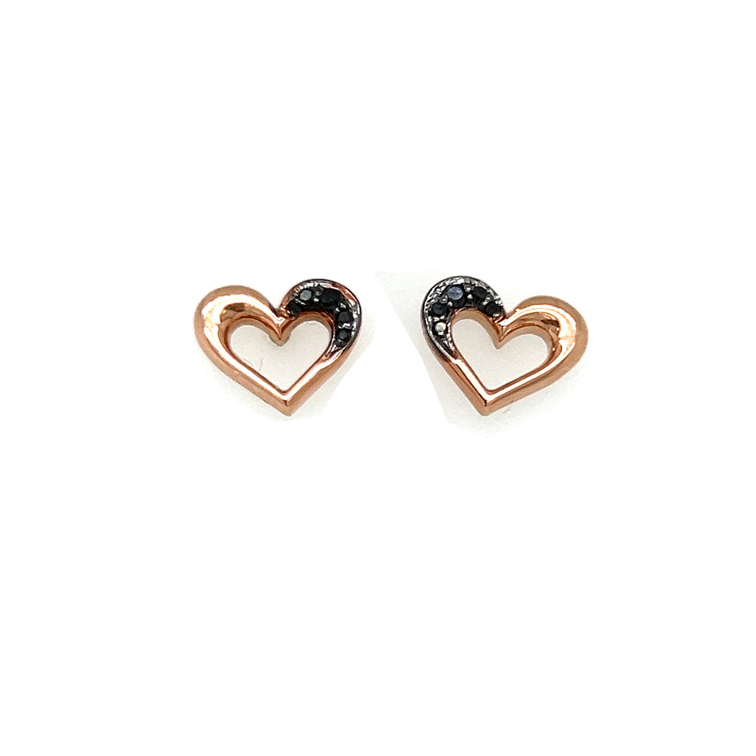 151243 10KT Rose & White Gold .005CT TW Black Diamond Earrings