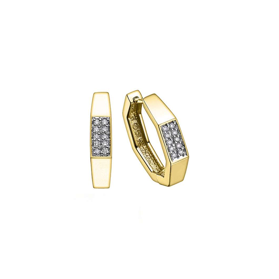 151273 10KT Yellow Gold 0.10CT TW 20 Diamond Huggy Earrings