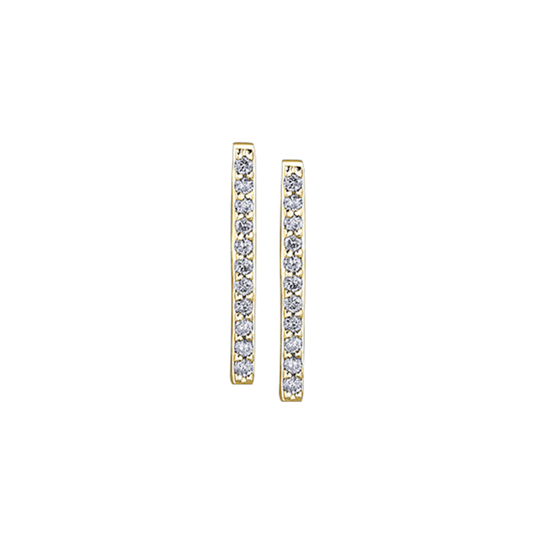 151203 OUT OF STOCK PLEASE ALLOW 3-4 WEEKS FOR DELIVERY 10KT Yellow Gold .11CT TW Diamond Bar Stud Earrings