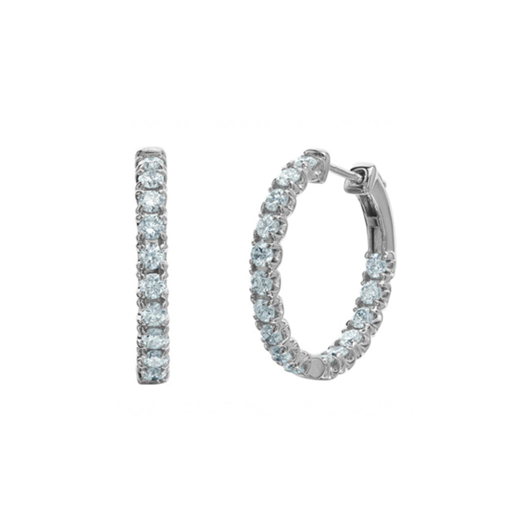 E4534W/100 10KT White Gold 1.00CT TW LAB CREATED Diamond Hoop Earrings