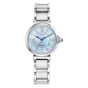 380215 CITIZEN® Eco-Drive L Mae Collection Stainless Steel 5 Diamond Watch With Mother Of Pearl Dial