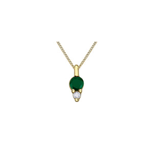 170199 10KT Yellow Gold Emerald & Diamond Birthstone Pendant