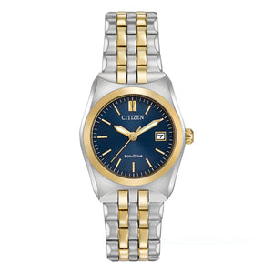 380189 CITIZEN® Eco-Drive Two Tone Stainless Steel Watch With Blue Face & Date