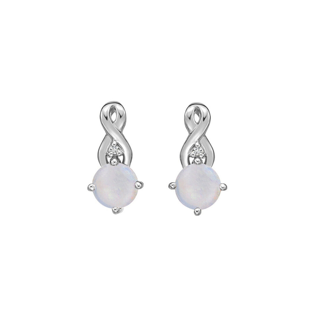 180135 10K White Gold Opal Earrings