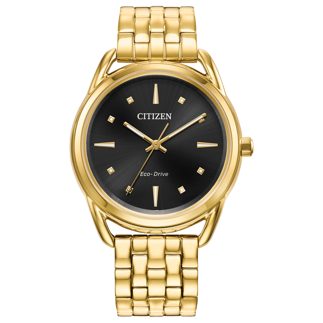 380221 CITIZEN® Eco-Drive Gold-Tone Stainless-Steel Watch With Black Dial