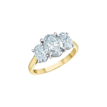 Load image into Gallery viewer, LD140 Yellow &amp; White Gold 2.54CT TW LAB CREATED OVAL 3 DIAMOND Ring
