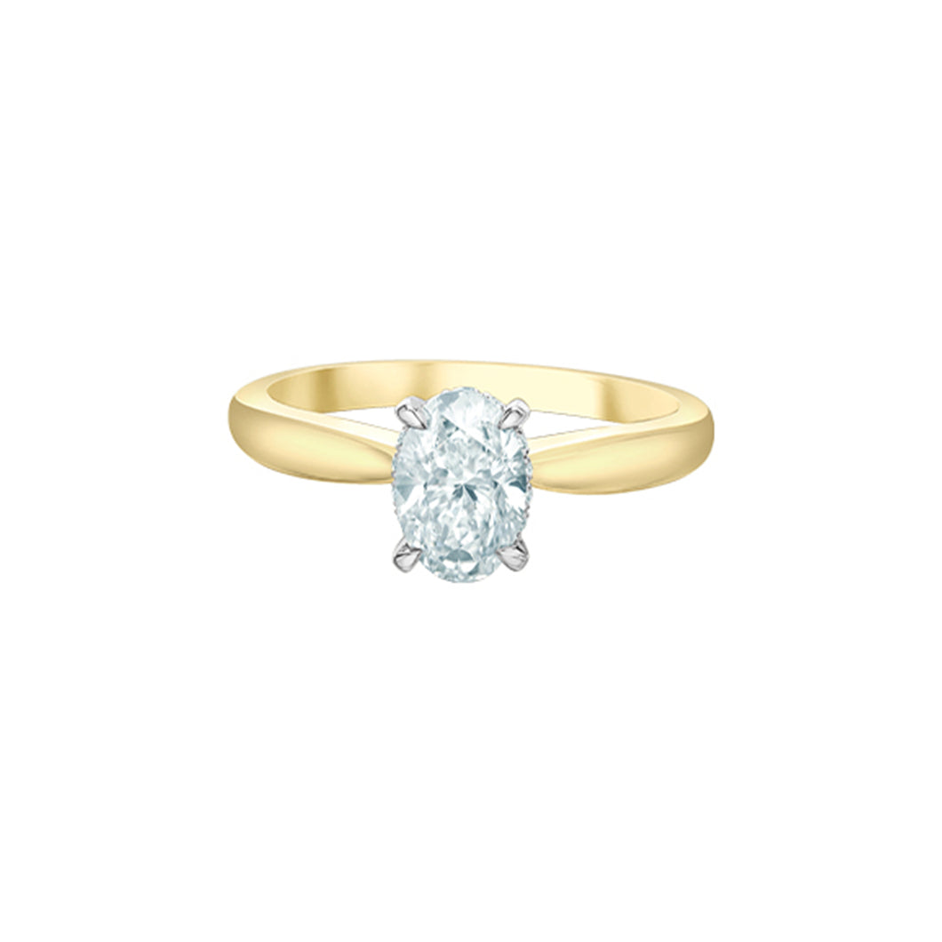 LD148YW100 14KT Yellow & White Gold 1.08CT TW LAB CREATED OVAL DIAMOND Ring