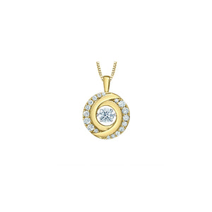 LD158YW100 14K Yellow & White Gold & 1.04CT TW LAB CREATED Dancing Diamond Pendant