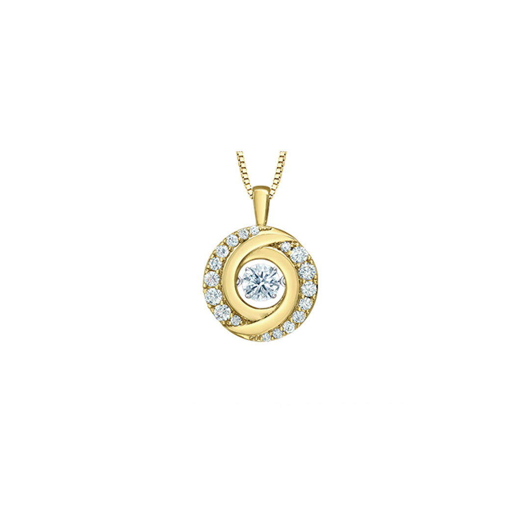 LD158YW100 14K Yellow & White Gold & 1.04CT TW LAB CREATED Dancing Diamond Pendant