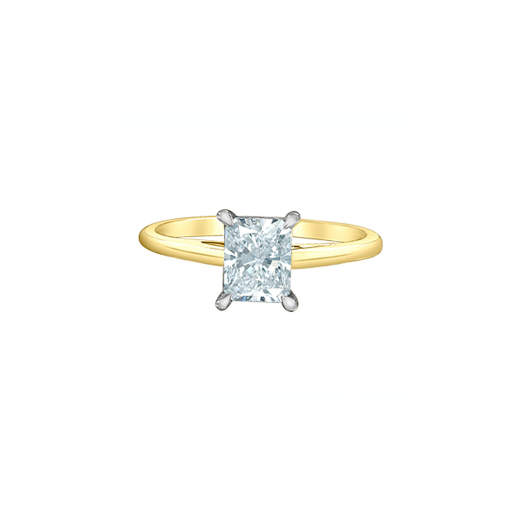 LD162YW100 14KT Yellow & White Gold 1.02CT TW LAB CREATED RADIANT CUT DIAMOND Ring