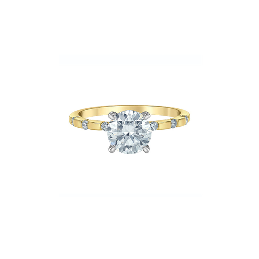LD185 OUT OF STOCK, PLEASE ALLOW 3-4 WEEKS FOR DELIVERY 14KT Yellow Gold 1.69CT TW LAB CREATED Round Solitaire with Hidden Halo Ring