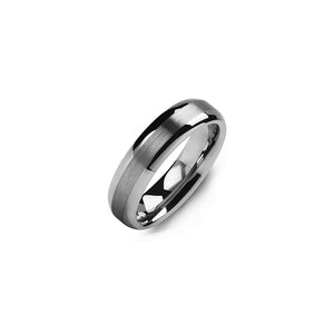 130265 Polished Tungsten Comfort Fit Wedding Ring With Brushed Satin Band Size 9.5