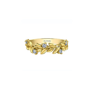 ML1014Y17 OUT OF STOCK, PLEASE ALLOW 3-4 WEEKS FOR DELIVERY 10K Yellow Gold & 0.18CT TW Canadian Diamond Leaf Ring