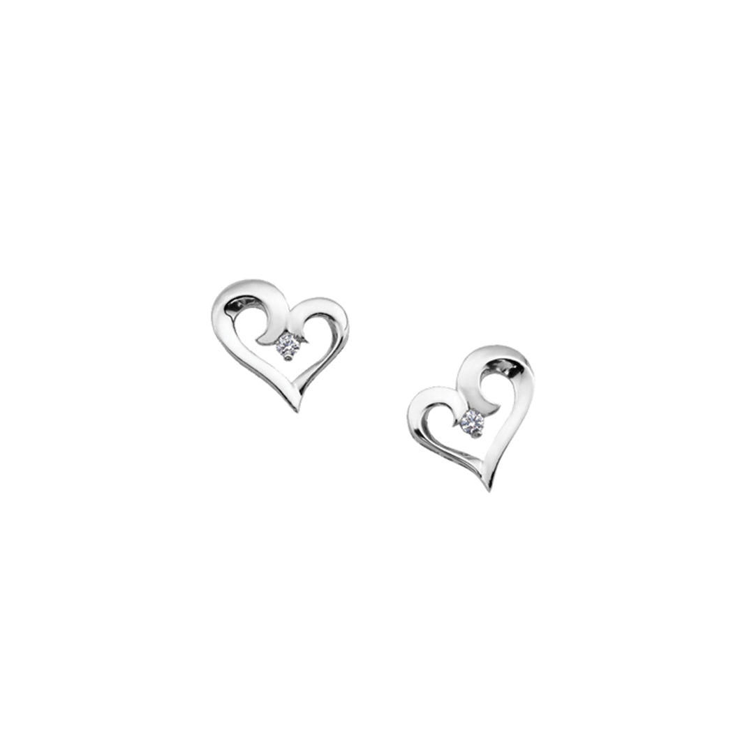 ML132 10K White Gold 0.10CT TW Canadian Diamond Heart Earrings