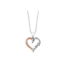 Load image into Gallery viewer, ML297 OUT OF STOCK, PLEASE ALLOW 3-4 WEEKS FOR DELIVERY 10KT White &amp; Rose Gold .08CT TW 3 Canadian Diamond Heart Pendant
