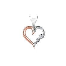 Load image into Gallery viewer, ML297 OUT OF STOCK, PLEASE ALLOW 3-4 WEEKS FOR DELIVERY 10KT White &amp; Rose Gold .08CT TW 3 Canadian Diamond Heart Pendant
