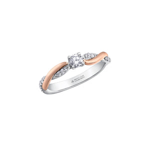 ML728 OUT OF STOCK, PLEASE ALLOW 3-4 WEEKS FOR DELIVERY 18KT White Gold & Palladium .33CT TW Canadian Diamond Ring With Rose Gold Accent