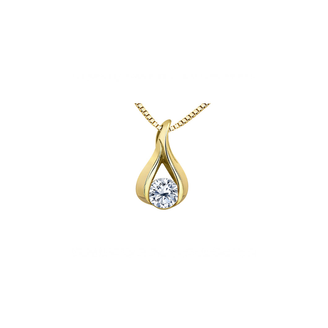 ML940 14K Yellow Gold 0.23CT TW Canadian Diamond Eternal Flame Pendant