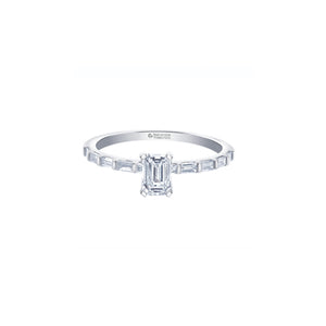 ML983 14KT White Gold .82CT TW Canadian Emerald Cut Diamond Ring