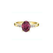 Load image into Gallery viewer, ML988 10K Yellow Gold Rhodalite Garnet &amp; 0.11CT TW Canadian Diamond Ring
