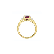 Load image into Gallery viewer, ML988 10K Yellow Gold Rhodalite Garnet &amp; 0.11CT TW Canadian Diamond Ring
