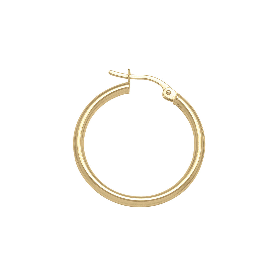 231575 10K Yellow Gold 2mm x 20mm Hoop Earrings