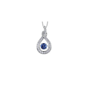 170001 OUT OF STOCK PLEASE ALLOW 3-4 WEEKS FOR DELIVERY 10KT White Gold Blue Sapphire & .08CT TW Diamond Pendant