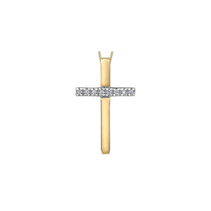 141760 10KT Yellow Gold .02CT TW Diamond Cross Pendant