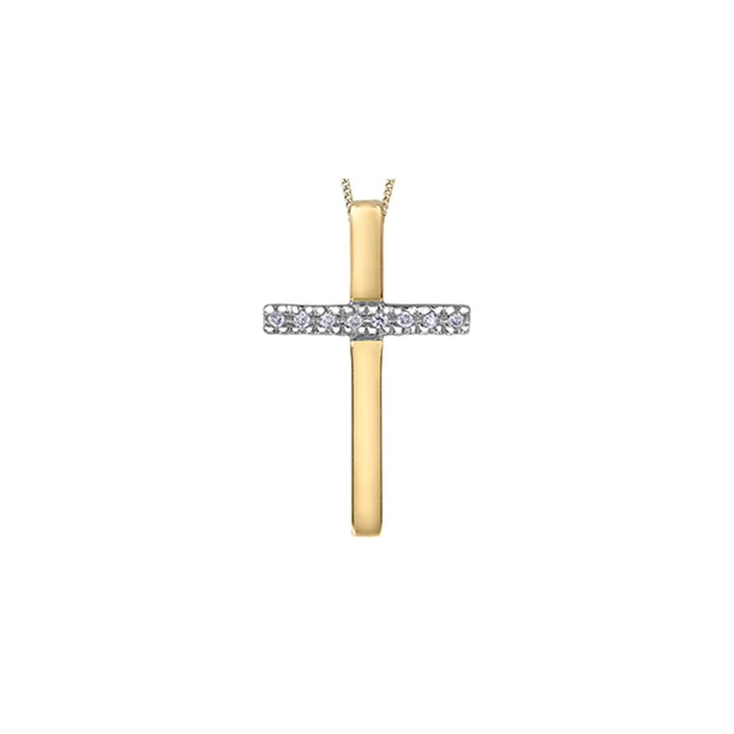 141760 10KT Yellow Gold .02CT TW Diamond Cross Pendant