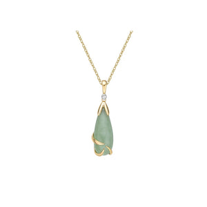 170181 10K Yellow Gold Jade & Diamond Pendant