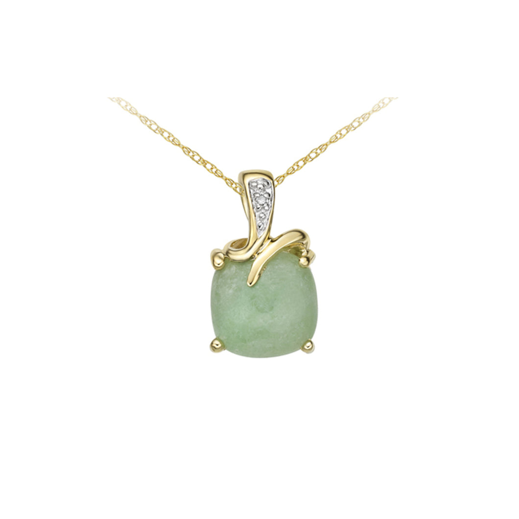 170053 10K Yellow Gold Jade & Diamond Pendant