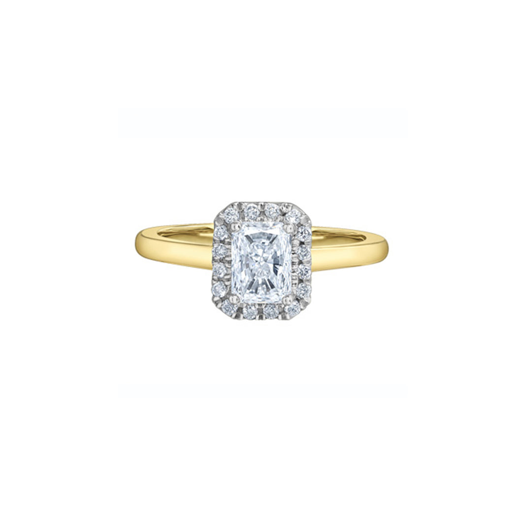 31253 14KT White Gold 1.18CT TW LAB CREATED RADIANT CUT DIAMOND Ring with Halo
