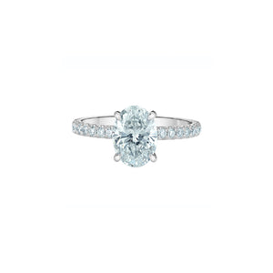 31585WG235 14KT White Gold 2.41CT TW LAB CREATED OVAL DIAMOND Ring With Hidden Halo