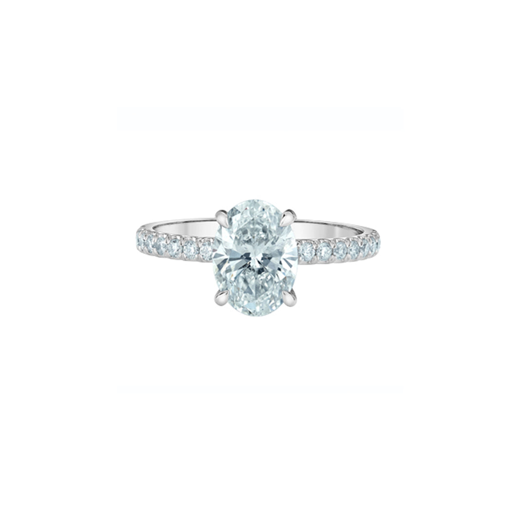 31585WG235 14KT White Gold 2.41CT TW LAB CREATED OVAL DIAMOND Ring With Hidden Halo
