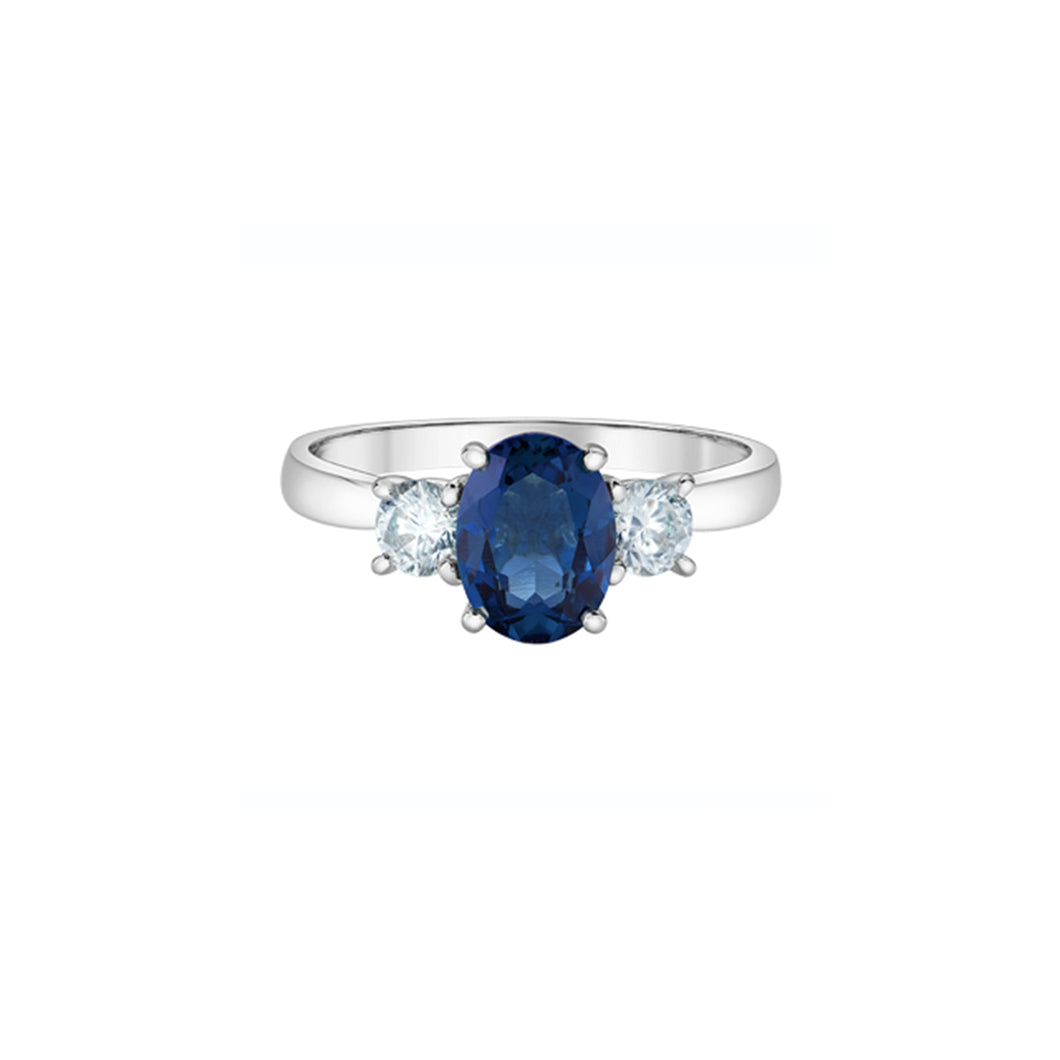 4529WGSA 14KT White Gold .40 CT TW LAB CREATED Sapphire & Diamond Ring