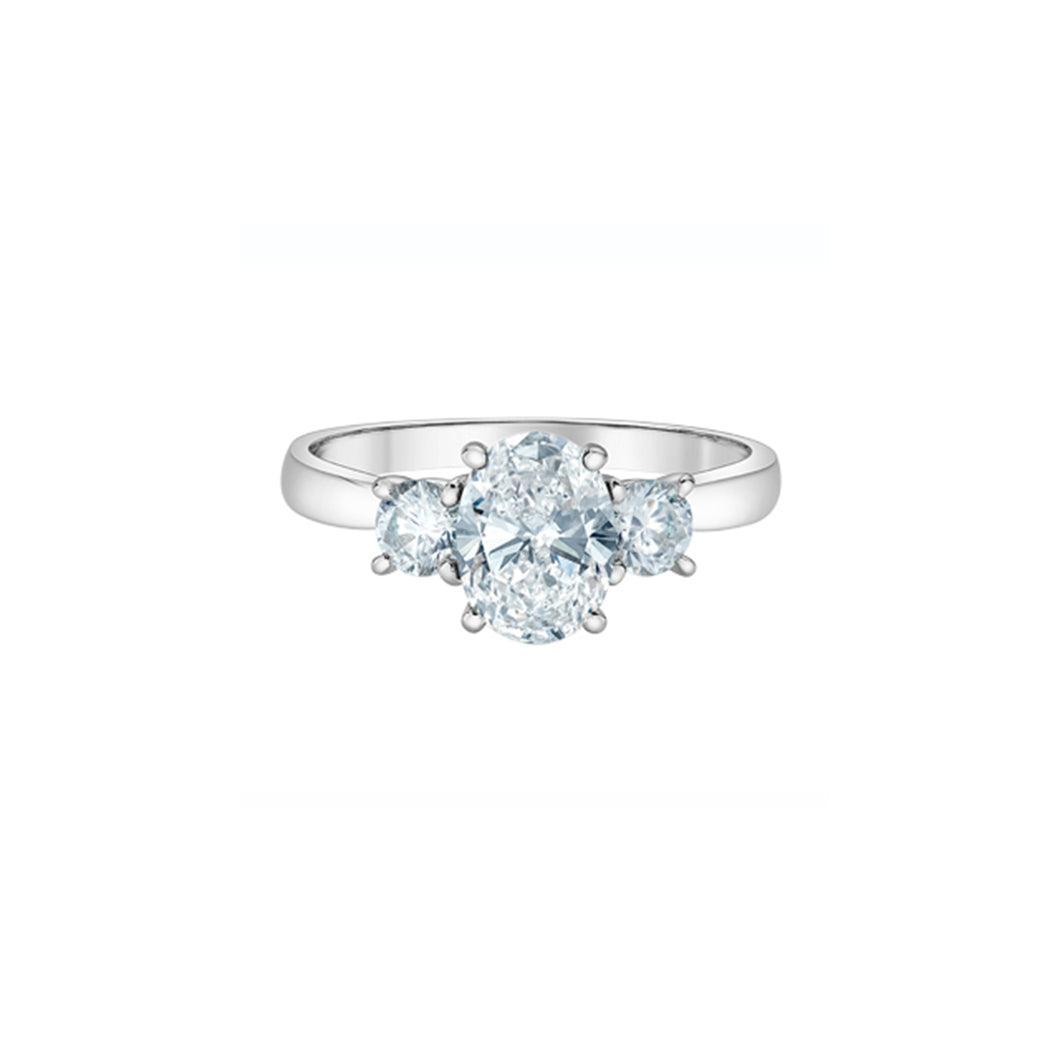 4529WG190 14KT White Gold 1.92 CT TW LAB CREATED OVAL DIAMOND Ring