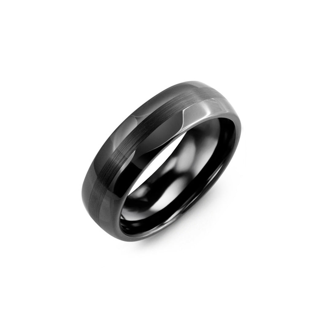 130493 Black Ceramic Dual Finish Comfort Fit Wedding Band Size 9.5