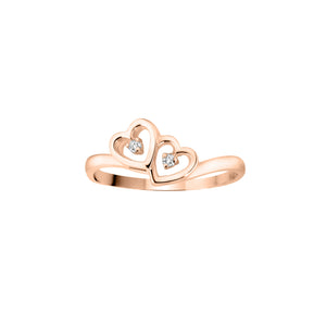 030429 OUT OF STOCK, PLEASE ALLOW 3-4 WEEKS FOR DELIVERY 10KT Rose Gold .01CT TW 2 Diamond Heart Ring