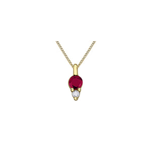 170201 10KT Yellow Gold Ruby & Diamond Birthstone Pendant