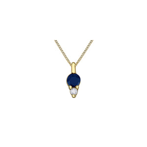 170202 OUT OF STOCK, PLEASE ALLOW 3-4 WEEKS FOR DELIVERY 10KT Yellow Gold Sapphire & Diamond Birthstone Pendant