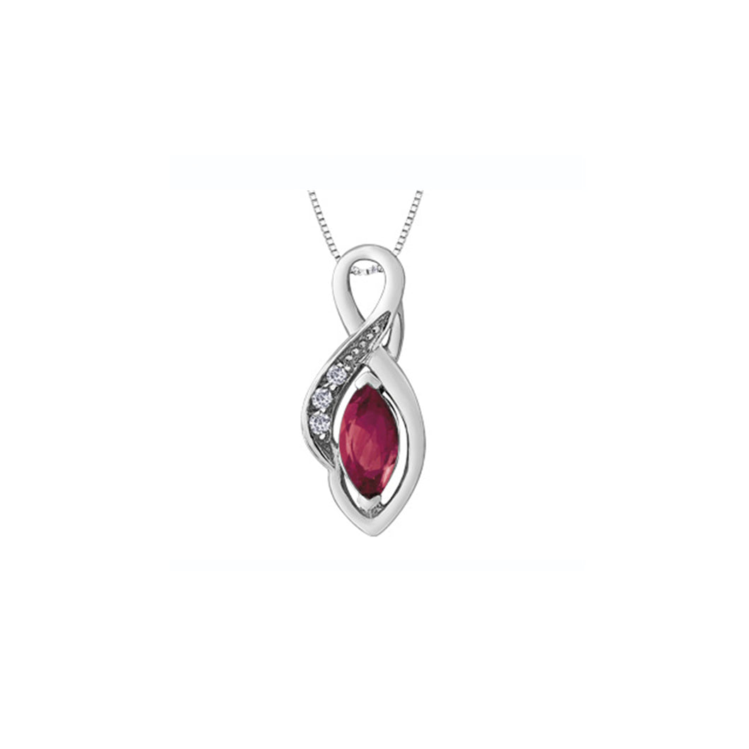 170243 OUT OF STOCK, PLEASE ALLOW 3-4 WEEKS FOR DELIVERY 10K White Gold Ruby & Diamond Pendant