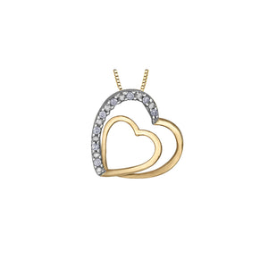 141470 10K Yellow Gold .05CT TW Diamond Double Heart Pendant