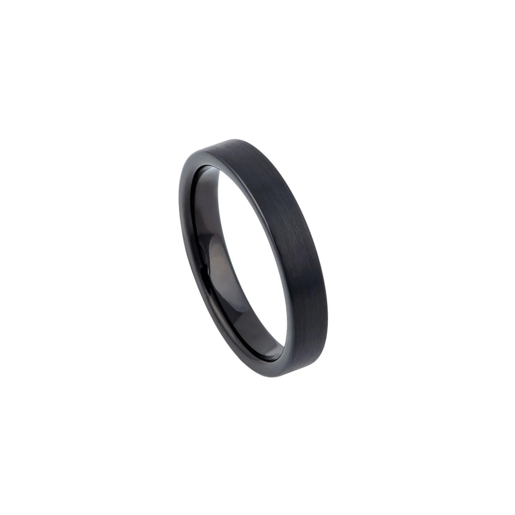 130719 JOSEF ELIAS 4MM Brushed Tungsten with Black Ion Plating Band Size 9.5