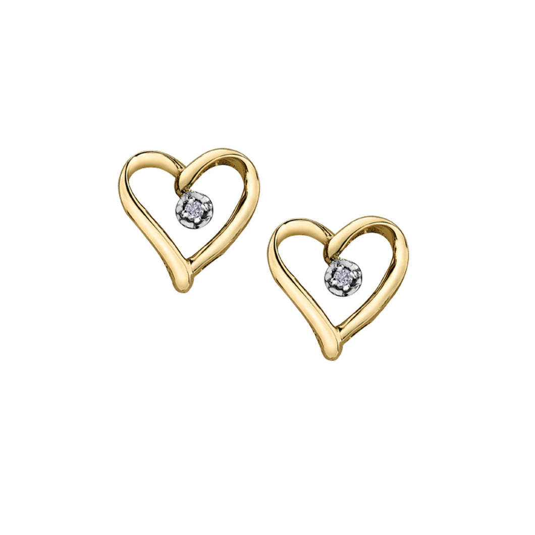 151004 OUT OF STOCK, PLEASE ALLOW 3-4 WEEKS FOR DELIVERY 10K Yellow Gold 0.015CT TW Diamond Heart Stud Earrings