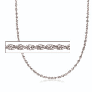 260884 20" 10K White Gold Diamond Cut Rope Chain 1.3mm Width