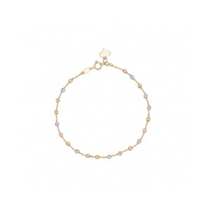 260897 18" 10K Yellow,  White & Rose Gold Diamond Cut Stationary Ball Chain