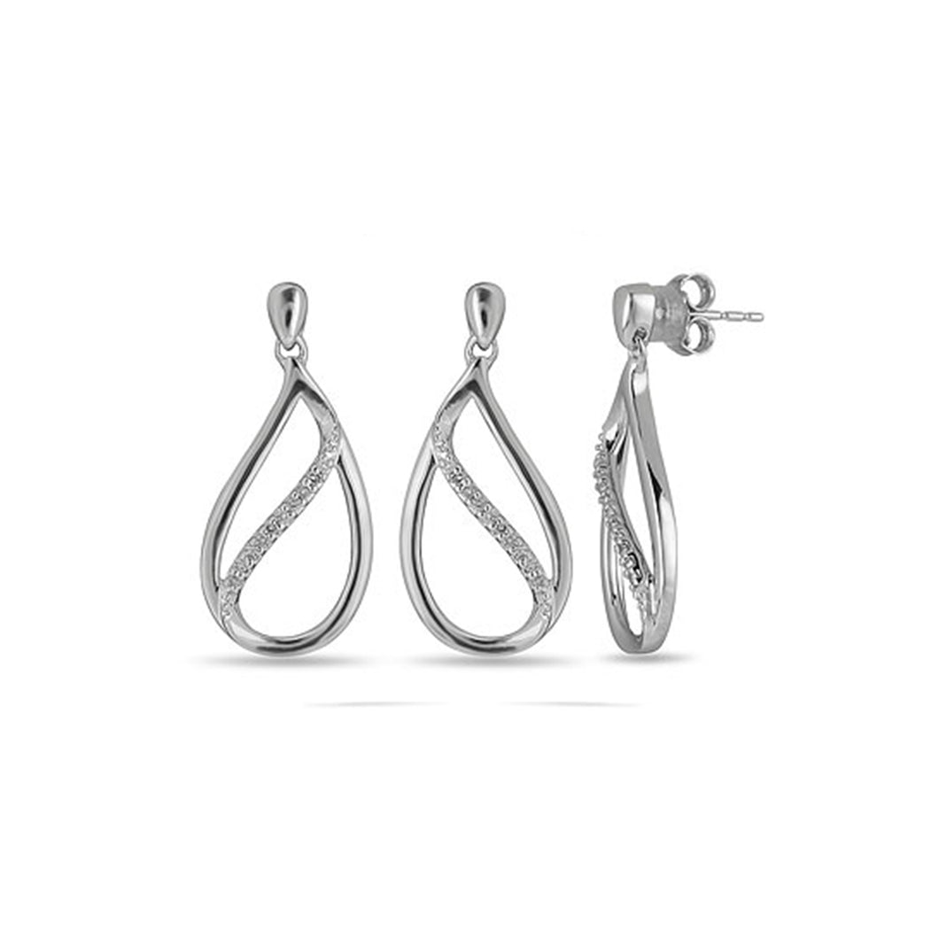 291501 Sterling Silver & 0.10CT TW Diamond Earrings