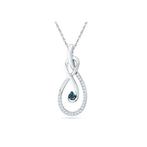 304687 Sterling Silver & 0.15CT TW Blue & White Diamond Infinity Slider Pendant