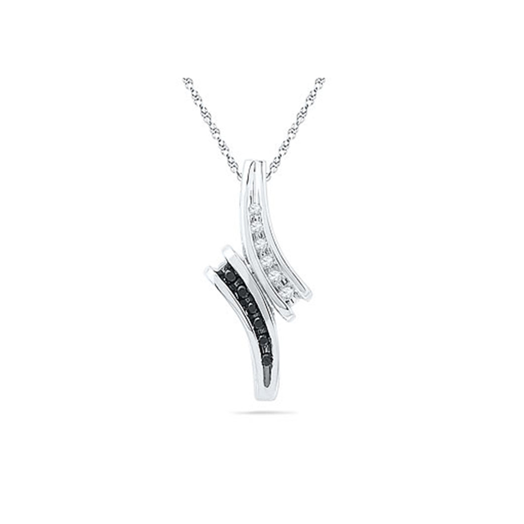 302706 Sterling Silver & 0.12CT TW Black & White Diamond Slider Pendant