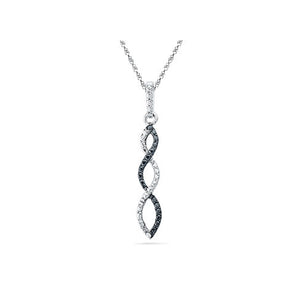 302709 Sterling Silver Black & White Diamond Braided Pendant